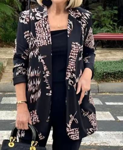 Dame Elegant Blazerjakke med blomster mønstre og moderne snit Stilla