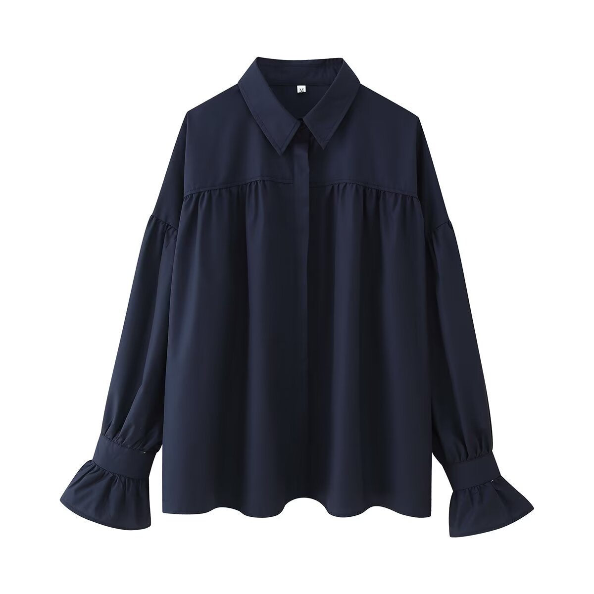 Dame elegant bluse med stilfuldt flæse-design Stilla