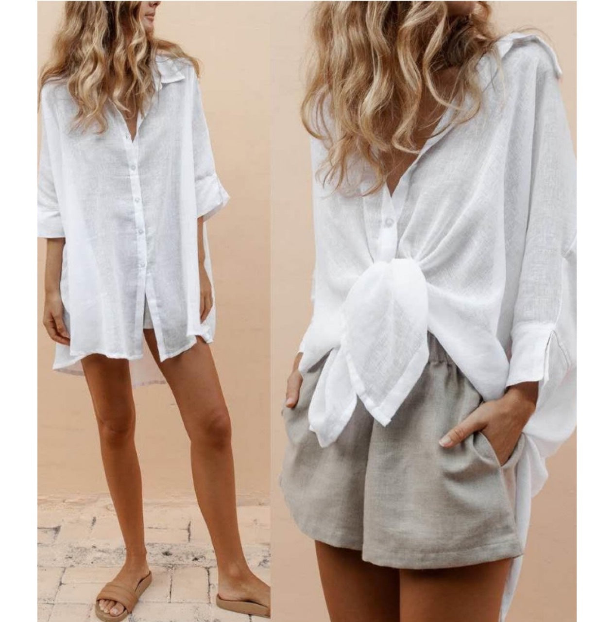 Dame afslappet linned bluse Stilla