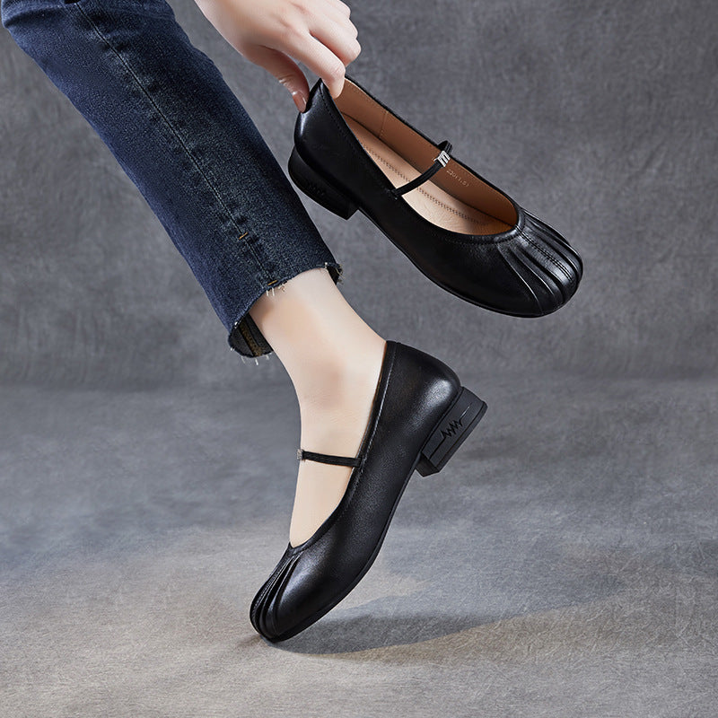 Dame Elegant Falten Mary Jane Ballerinas med justerbar rem Stilla