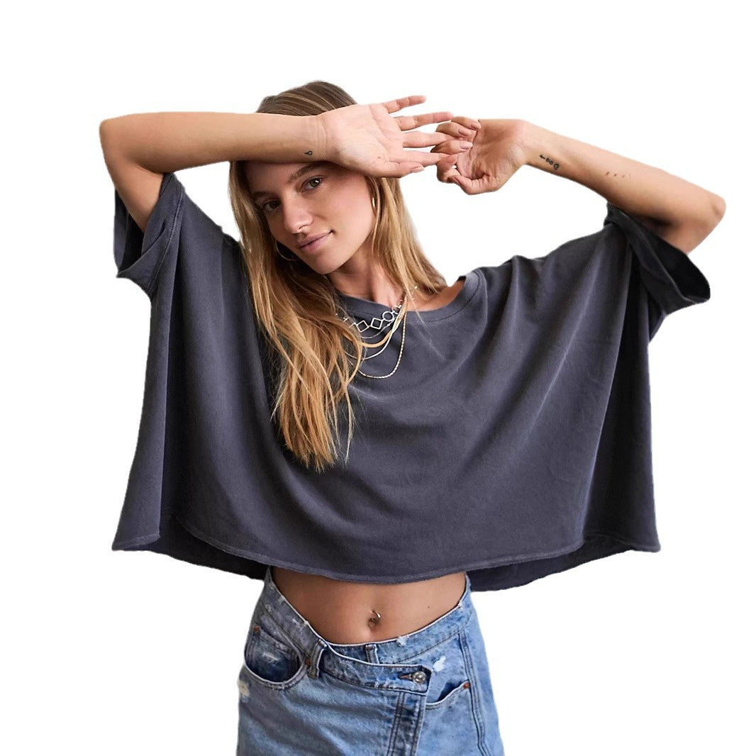 Dame afslappet cropped T-shirt med løs pasform Stilla