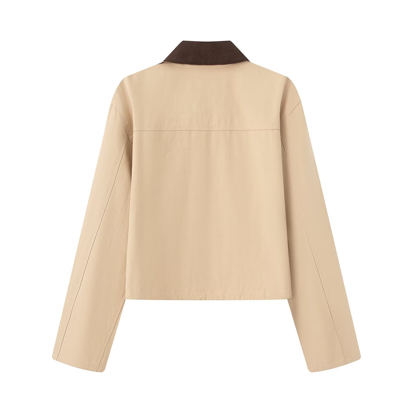 Dame afslappet jakke med kontrastfarvet krave og praktiske lommer Stilla