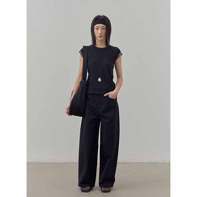 Dame afslappet kortærmet T-shirt med moderne snit og åndbar bomuldsstruktur Stilla