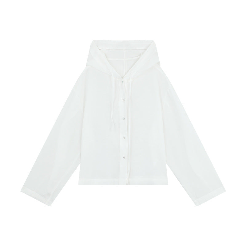 Dame afslappet hættebluse med knaplukning og bred skæring Stilla