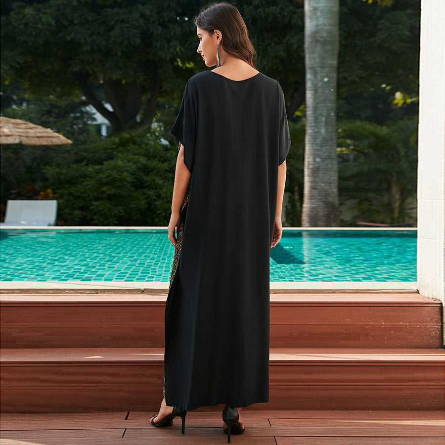 Dame elegant kaftan kjole med farverige broderier Stilla