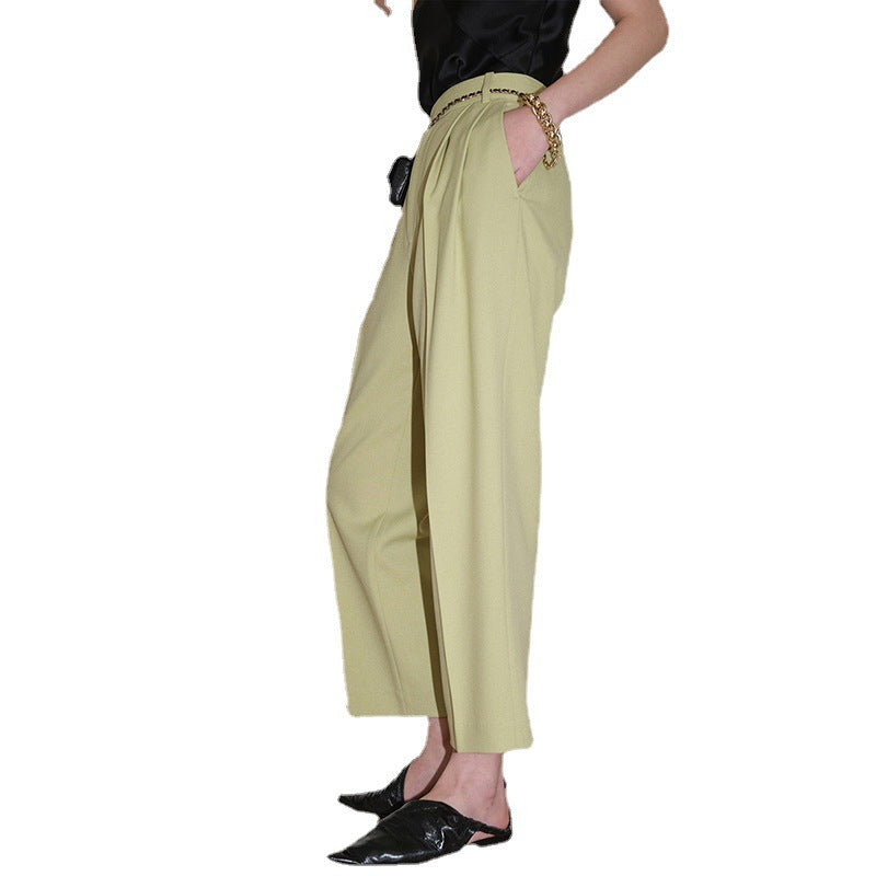 Dame elegant høj talje bukser med struktureret stof og moderne detaljer Stilla