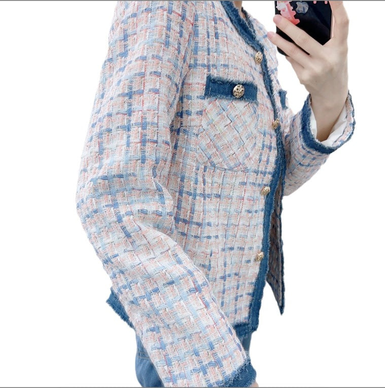 Dame Elegant Boucle-Jakke med frynset kant og dekorative knapdetaljer Stilla