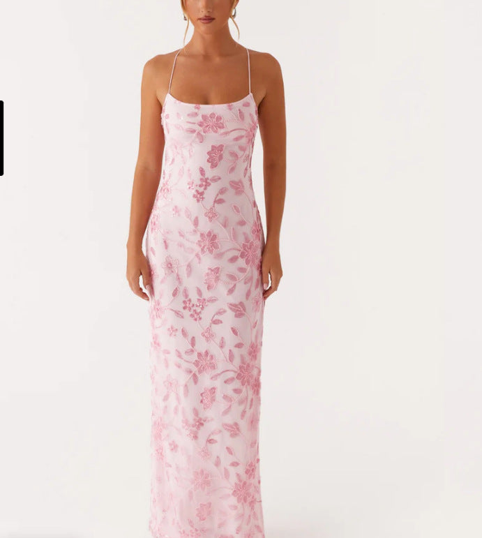 Dame Elegant blomsterkjole med fine spaghetti-stropper Stilla