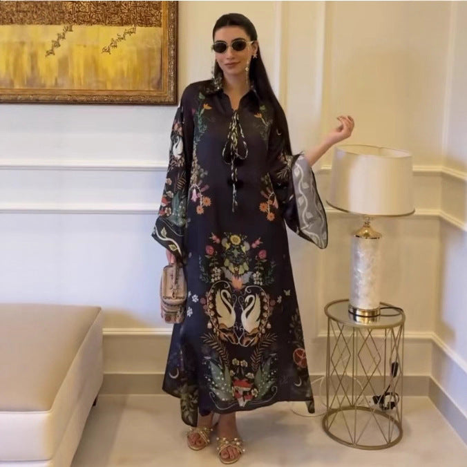 Dame Elegant kaftankjole med blomsterdesign og split Stilla