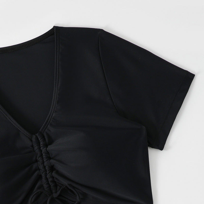Dame Crop-Top og Shorts Bade sæt med rynkning Stilla