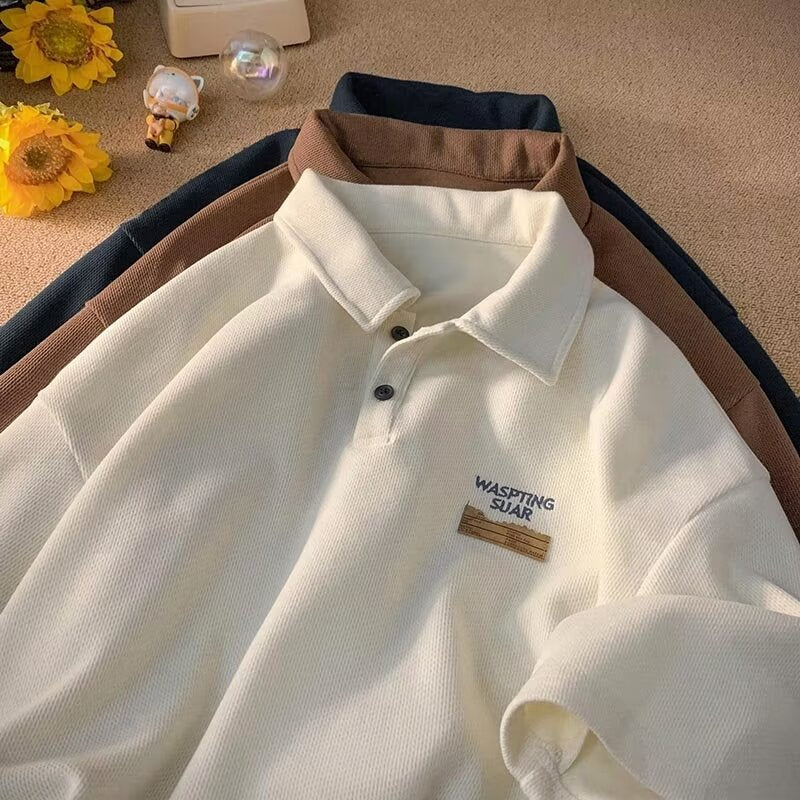 Herre Polo Shirt med struktureret materiale og modigt logo Stilla