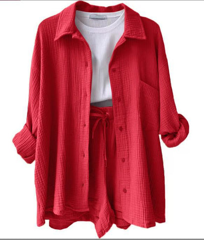Dame afslappet overshirt med matchende shorts Stilla