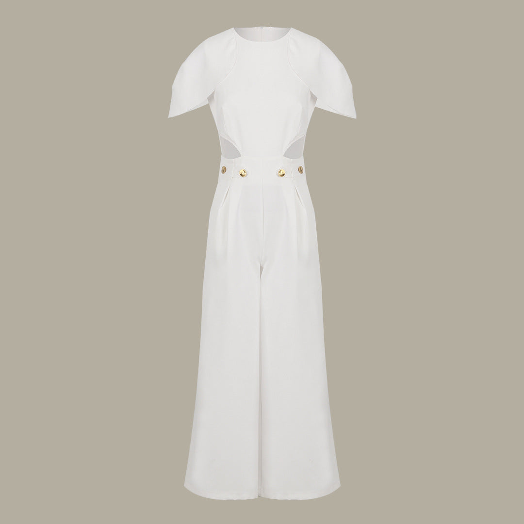 Dame jumpsuit med elegant skæring og dekorative knapdetaljer Stilla