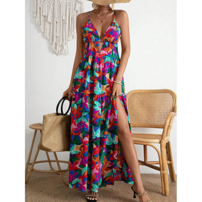 Frau Bohemian Stribede Maxikjoler med Justerbare Stropper Stilla