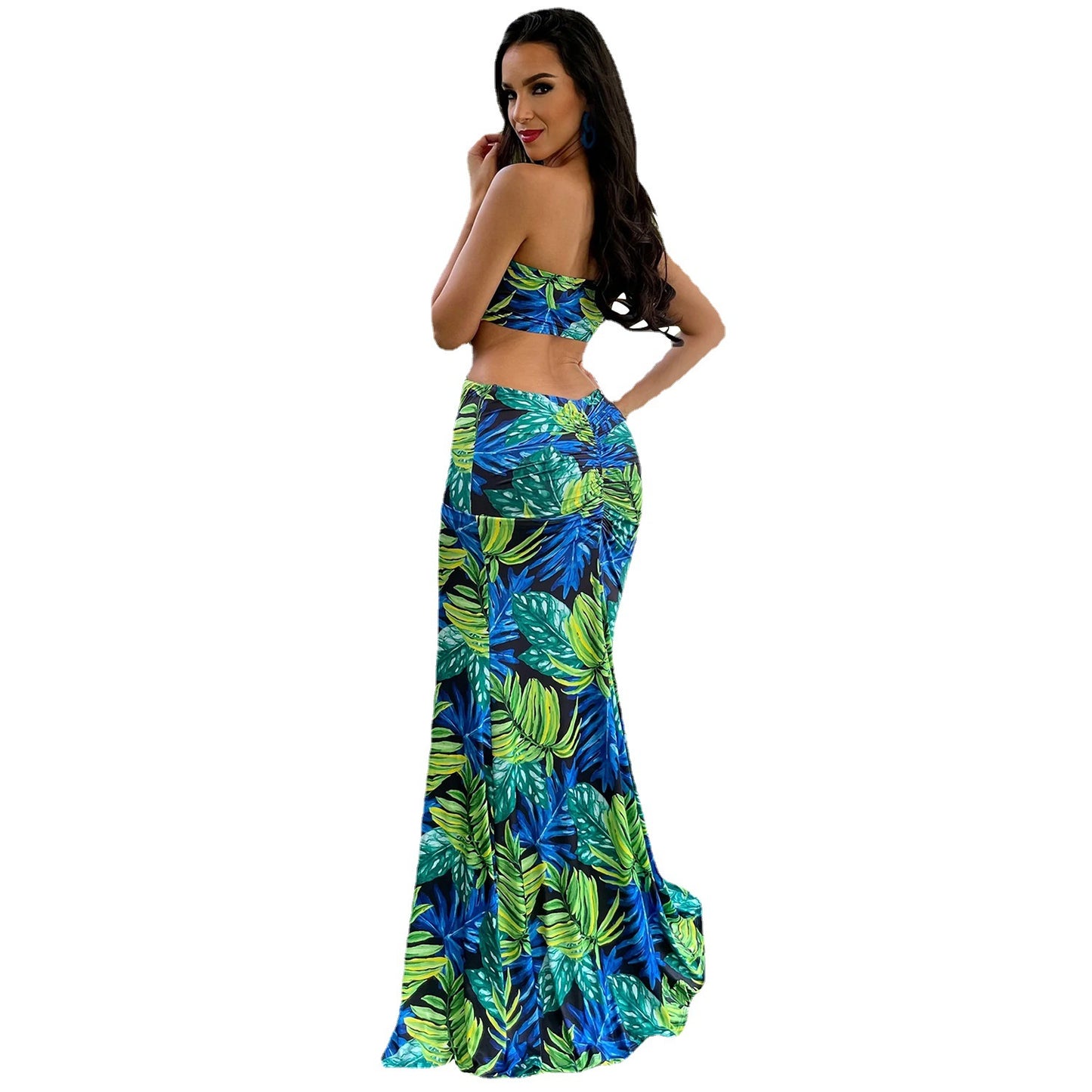Dame Cut-Out Tropical Maxi Kjole Stilla