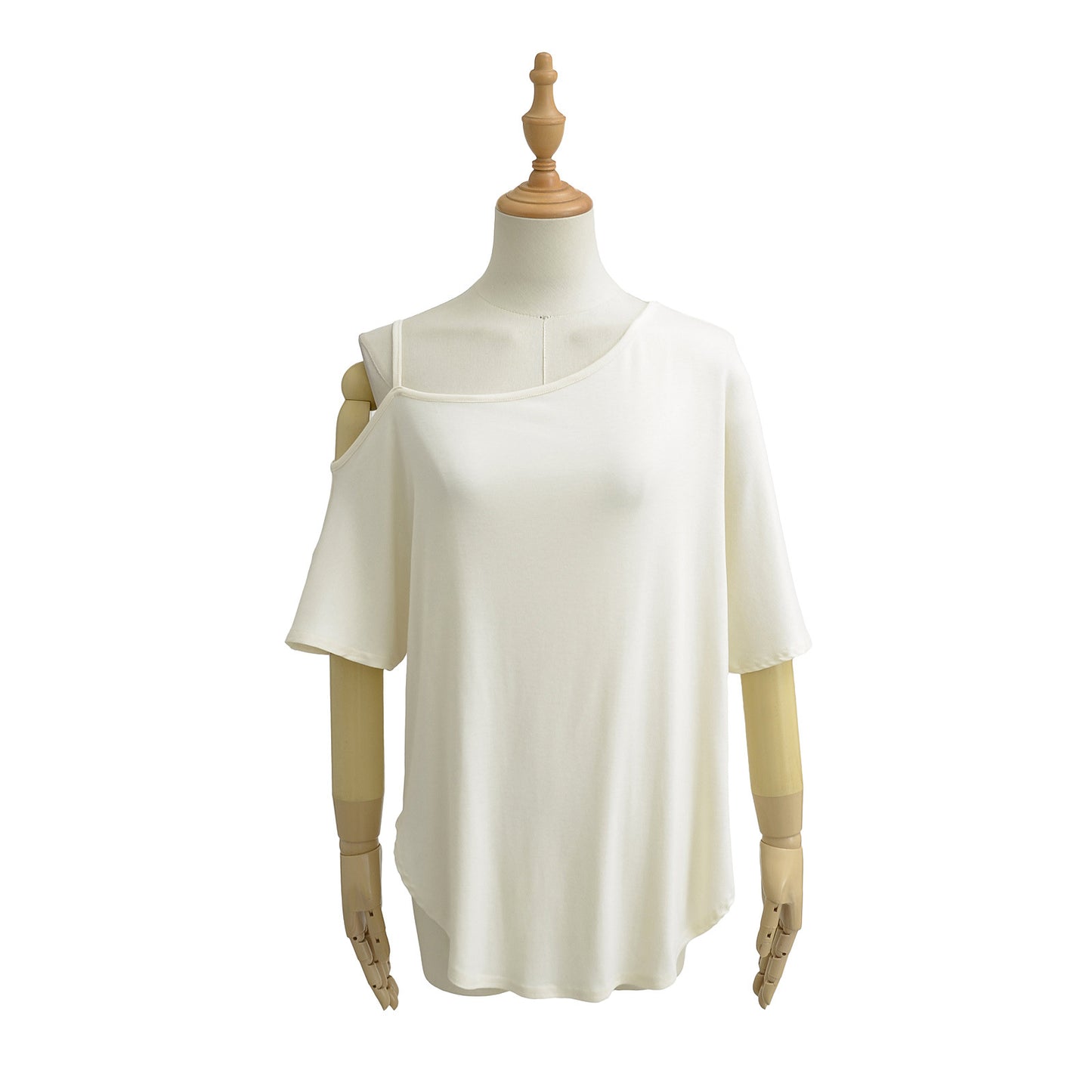 Dame elegant asymmetrisk top med specielle stropdetaljer Stilla