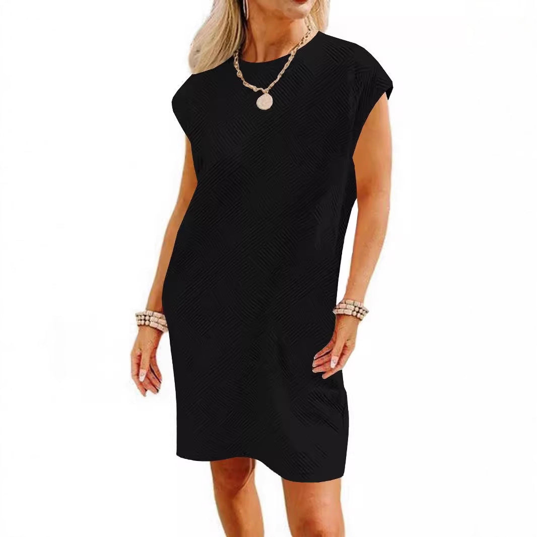 Dame afslappet kort kjole med fashionable struktur mønster og komfortabel pasform Stilla