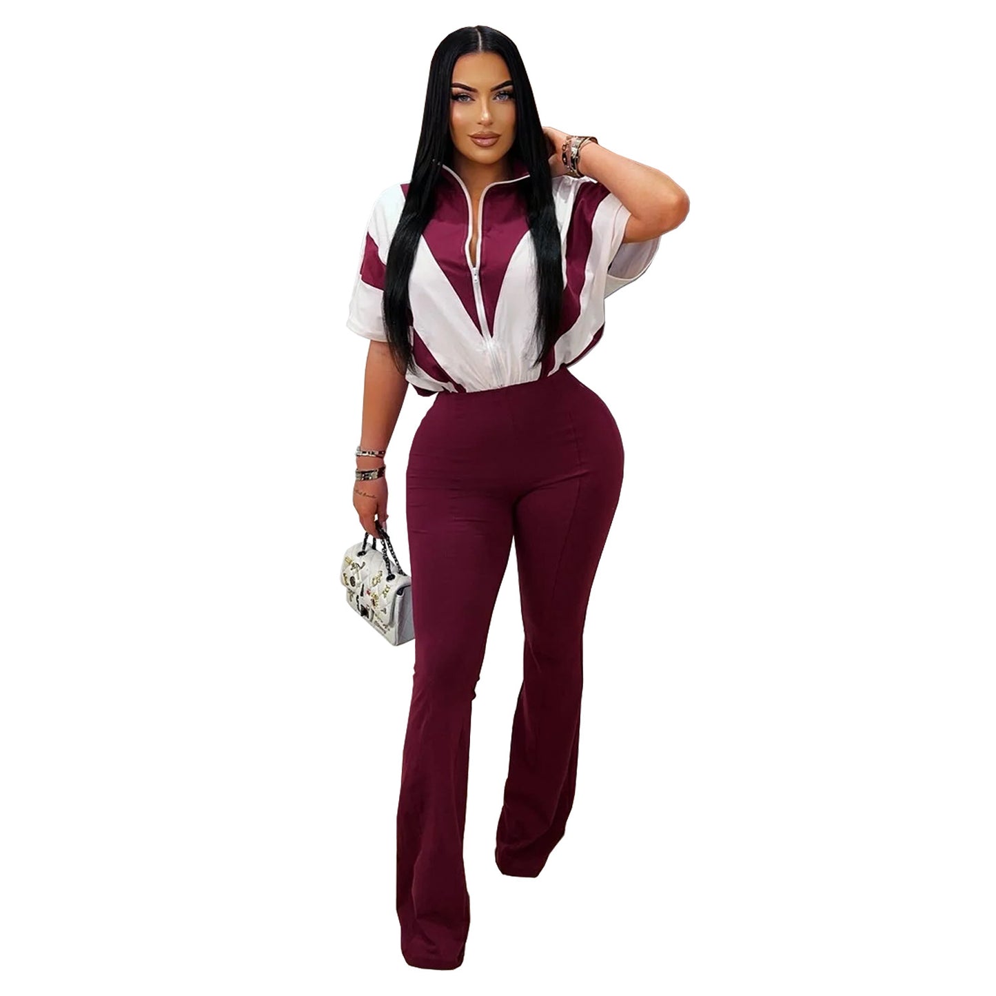 Dame Elegant og behagelig jumpsuit med stilfuld krave og bredt ben Stilla