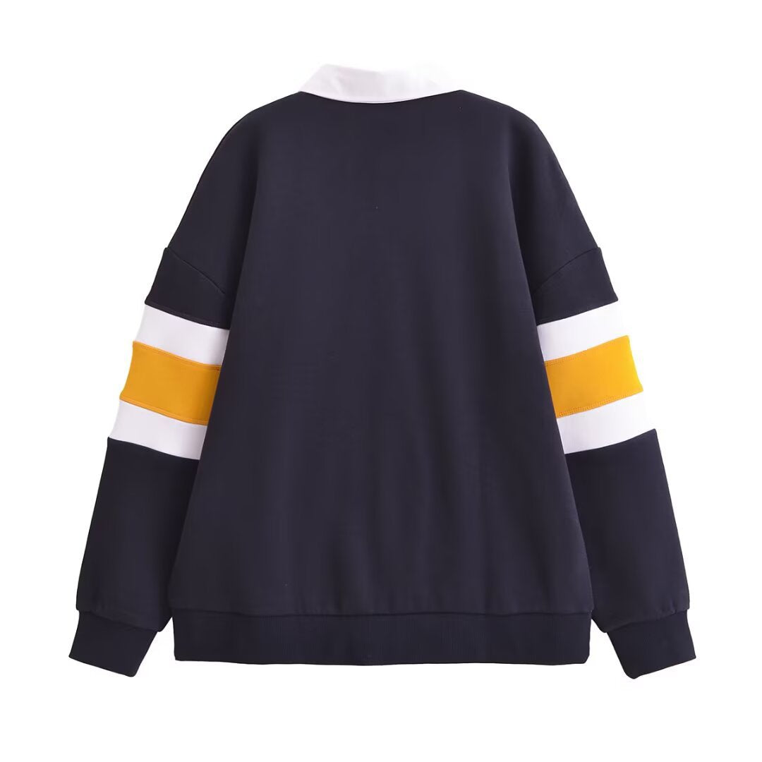 Dame afslappet polo sweatervarer med farveblokdesign Stilla