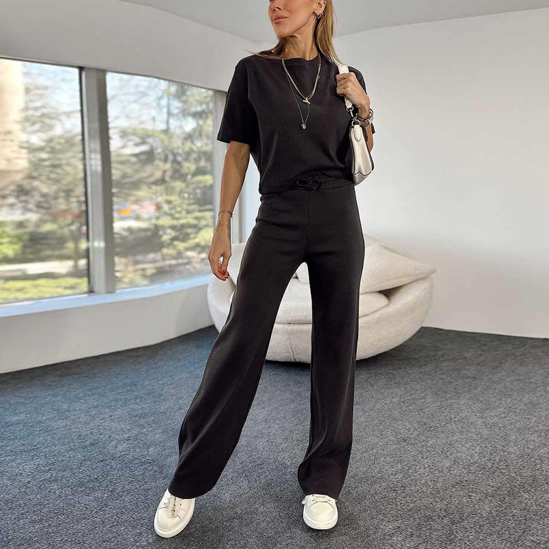 Dame Ripp-jumpsuit med elastisk taljejustering og bredt ben Stilla