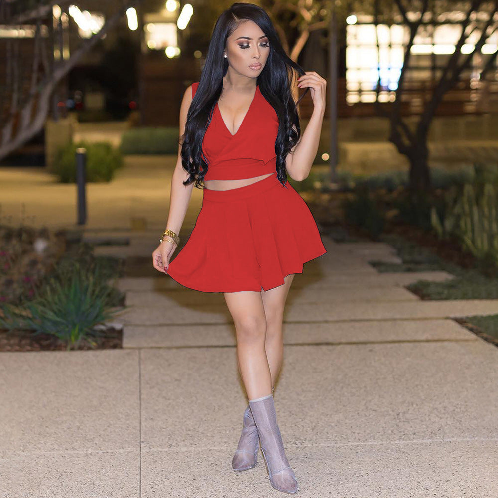 Dame Cropped Top og Skater nederdel sæt Stilla