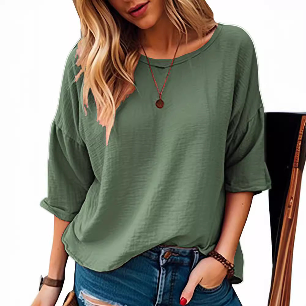 Dame afslappet oversized T-shirt med struktureret stof Stilla