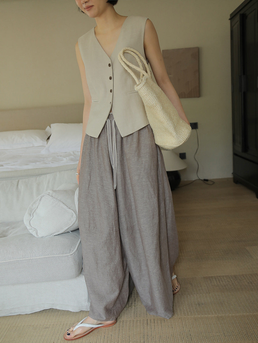 Dame elegant Bredben-bukser med elastisk talje og stilfuldt design Stilla