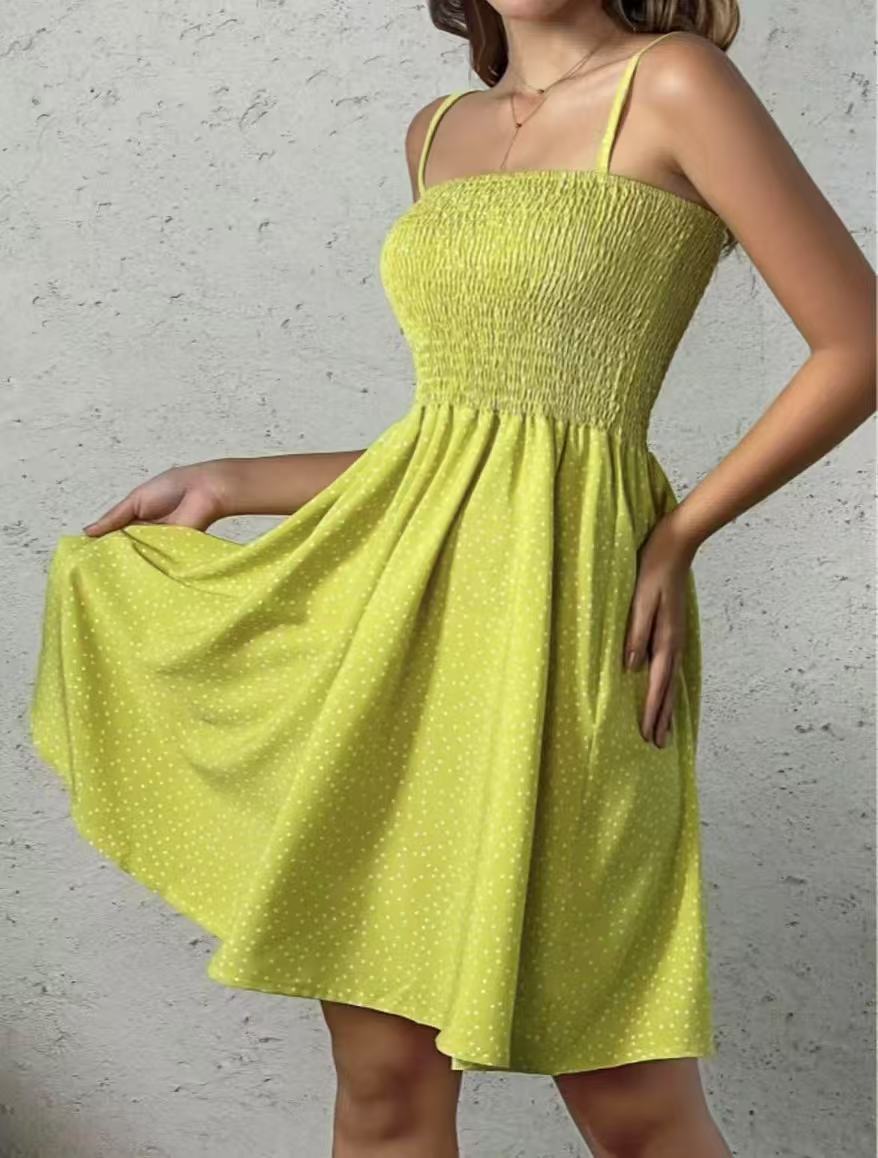 Dame A-linje Spaghetti strop kjole Stilla