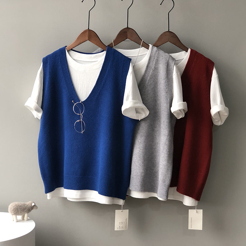 Dame ærmeløs V-Pullover i blødeste cashmere-blanding med elegant snit Stilla