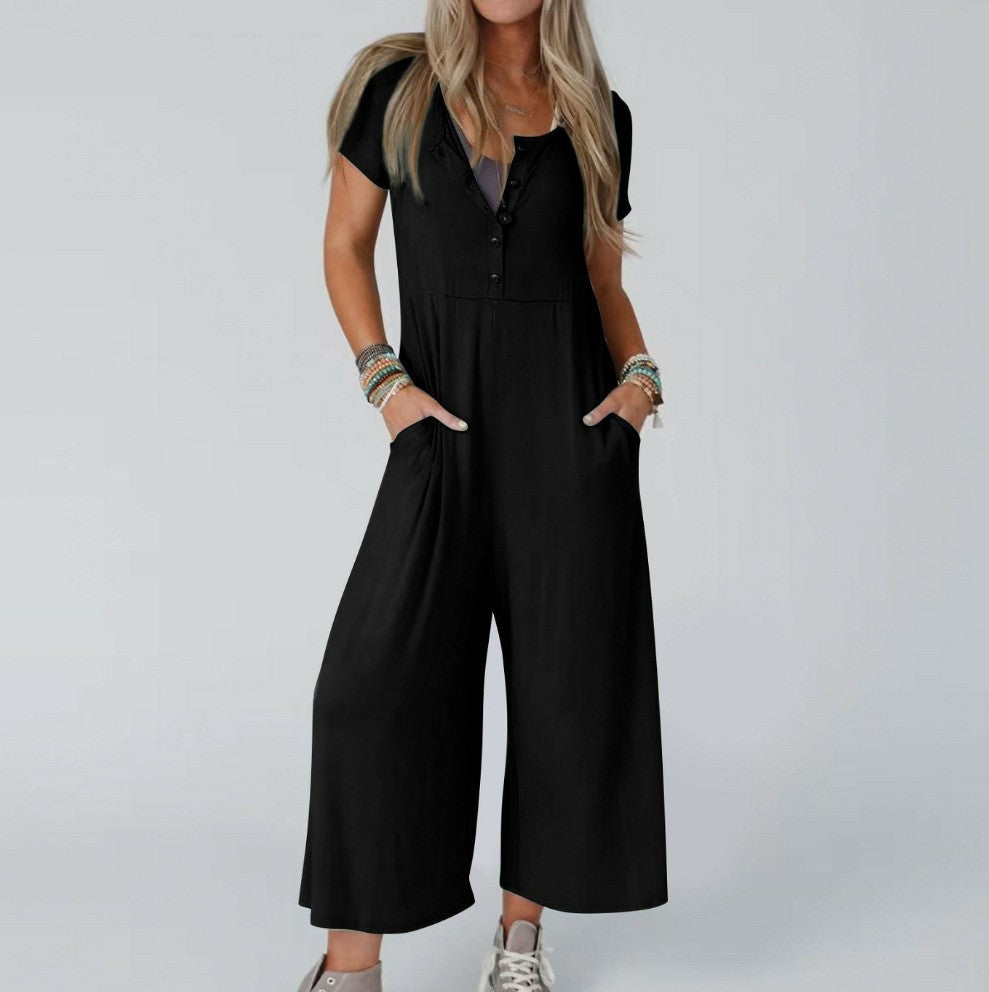 Dame jumpsuit med knapliste og praktiske lommer Stilla