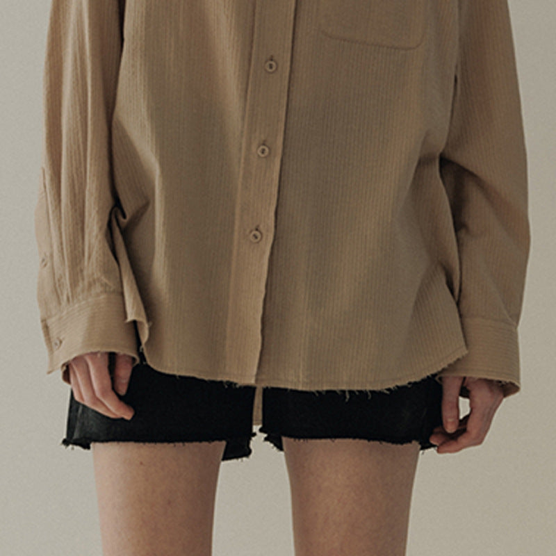 Dame Denim Shorts med høj talje og frynset kant Stilla