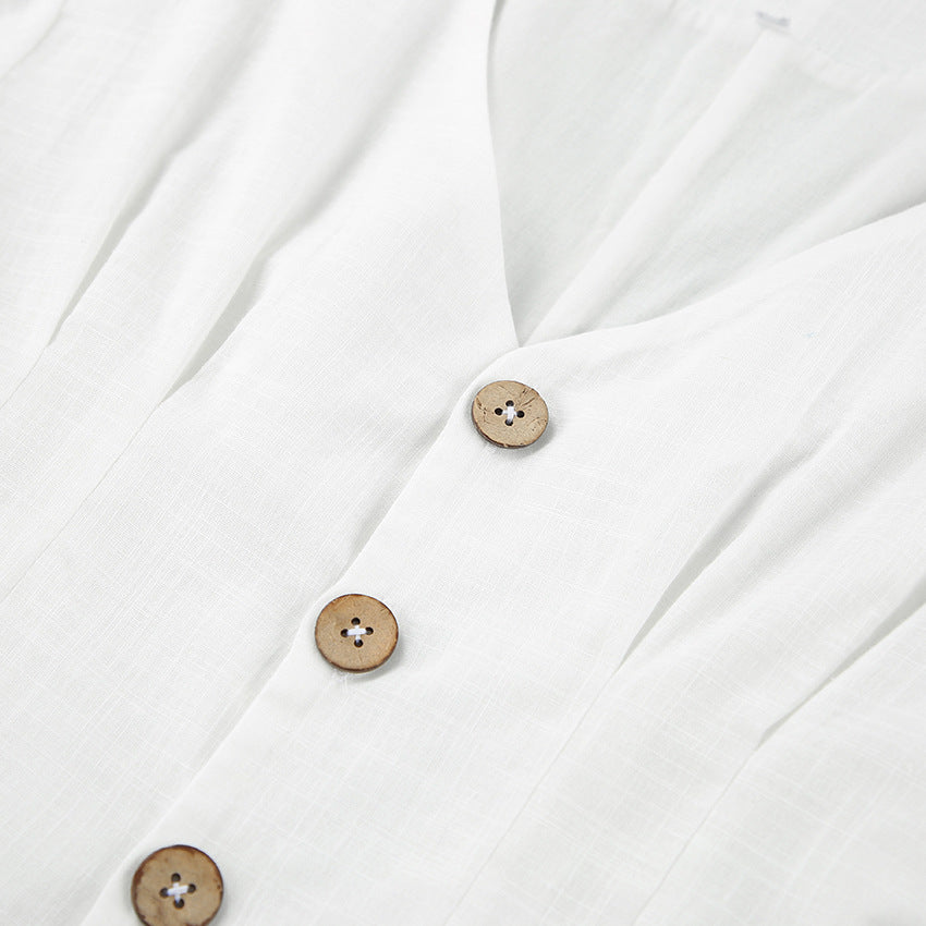 Dame jumpsuit med smart V-udskæring og knapdekoreret front Stilla