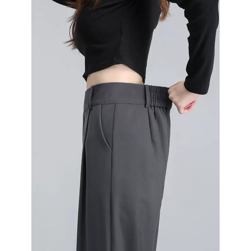 Dame elegant højtaljede stofbukser med flot bælte og bred ben Stilla