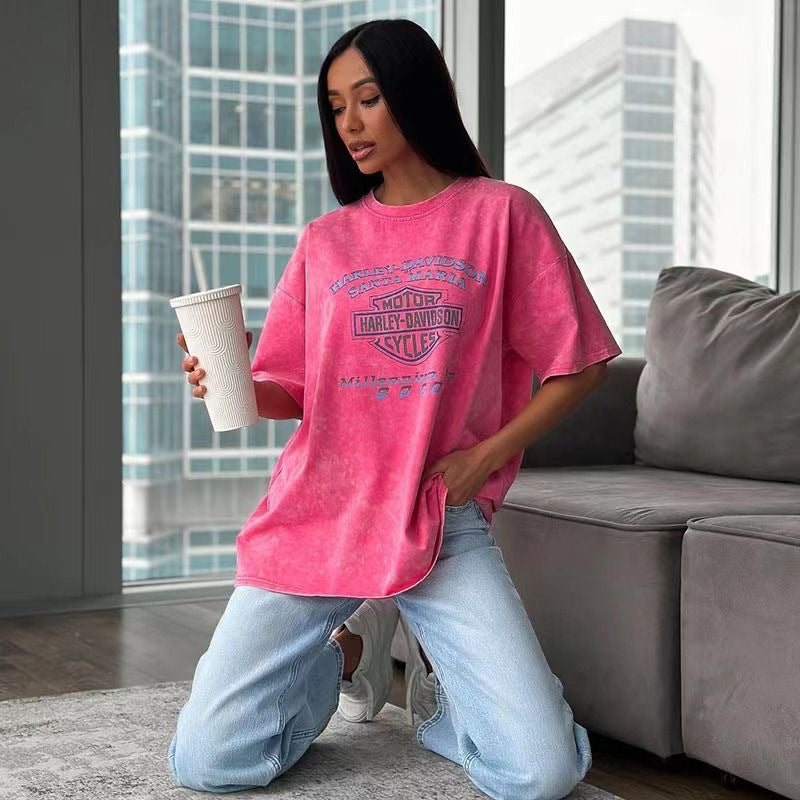 Dame Oversized T-Shirt med iøjnefaldende Harley-Davidson grafiktryk Stilla