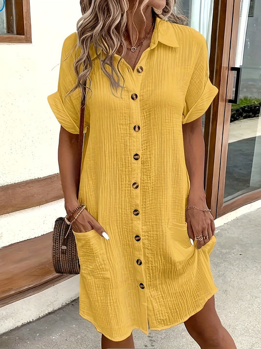 Dame afslappet skjortekjole med praktiske lommer Stilla