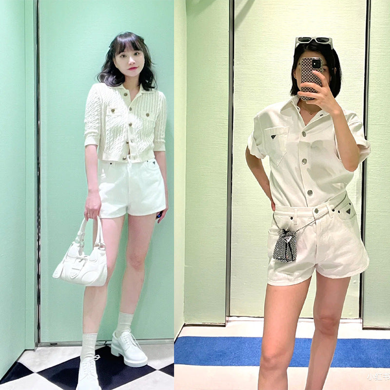 Dame denim-shorts i moderne skæring Stilla