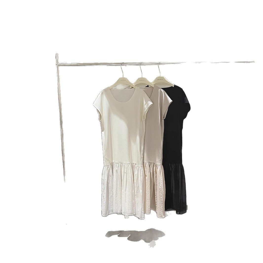 Dame afslappet Maxi-kjole med voluminøs kant og høj kvalitets bomuldsblanding Stilla