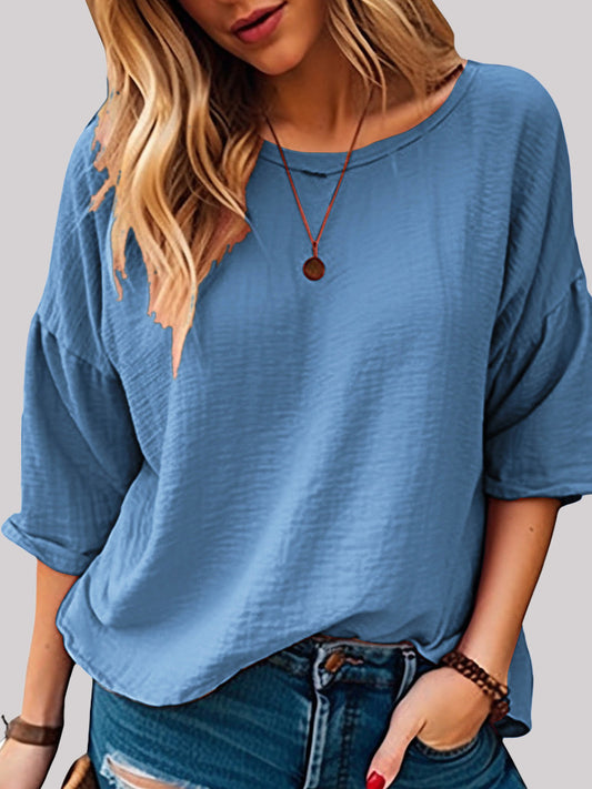 Dame afslappet longsleeve overdel med minimalistisk struktur og løs pasform Stilla