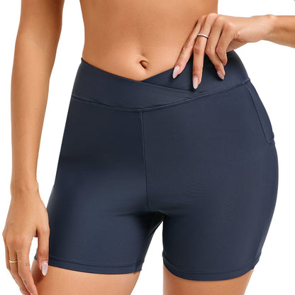 Dame Sporty svømmeshorts med høj talje og strategiske lommer Stilla