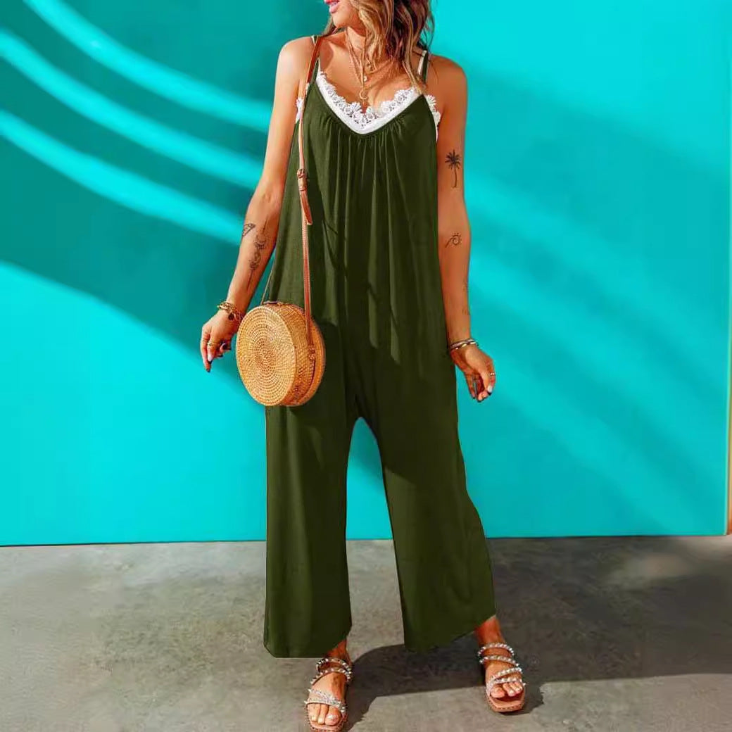 Dame luftig Jumpsuit med spidse Stilla