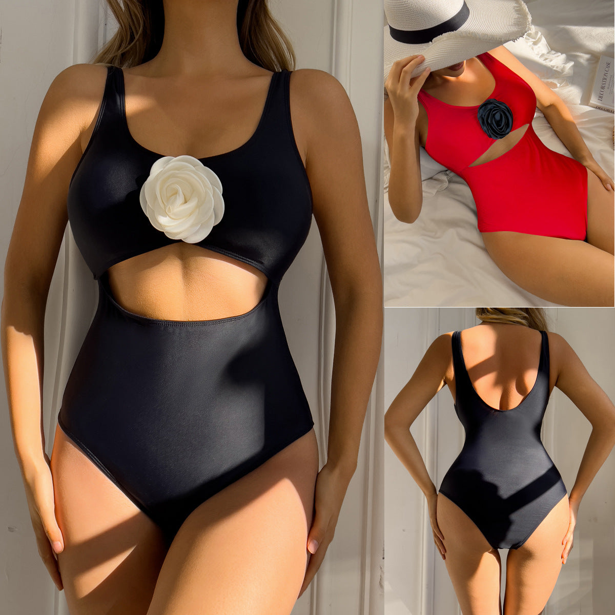 Dame Cut-Out Badedragt med stilfulde blomsterdetaljer Stilla