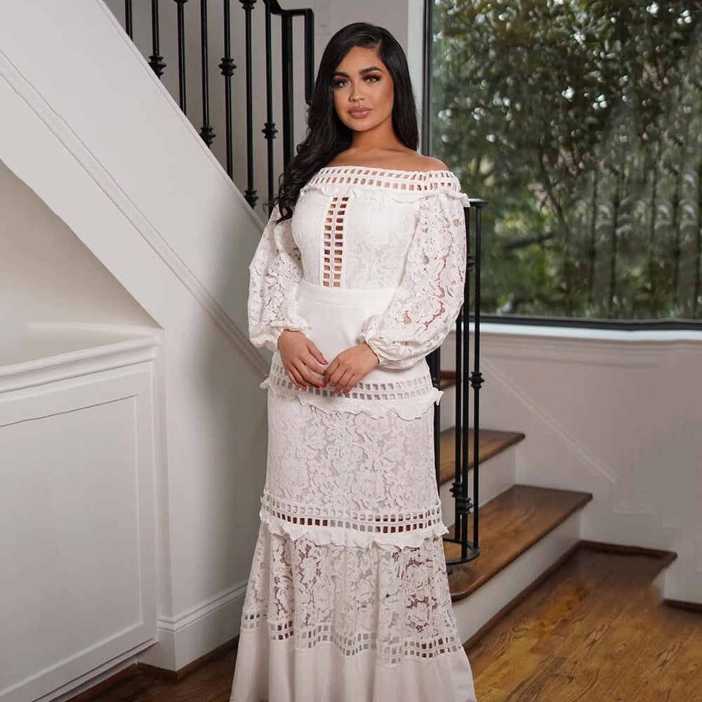 Dame Elegant brudekjole med romantiske blonde- og flæse detaljer Stilla