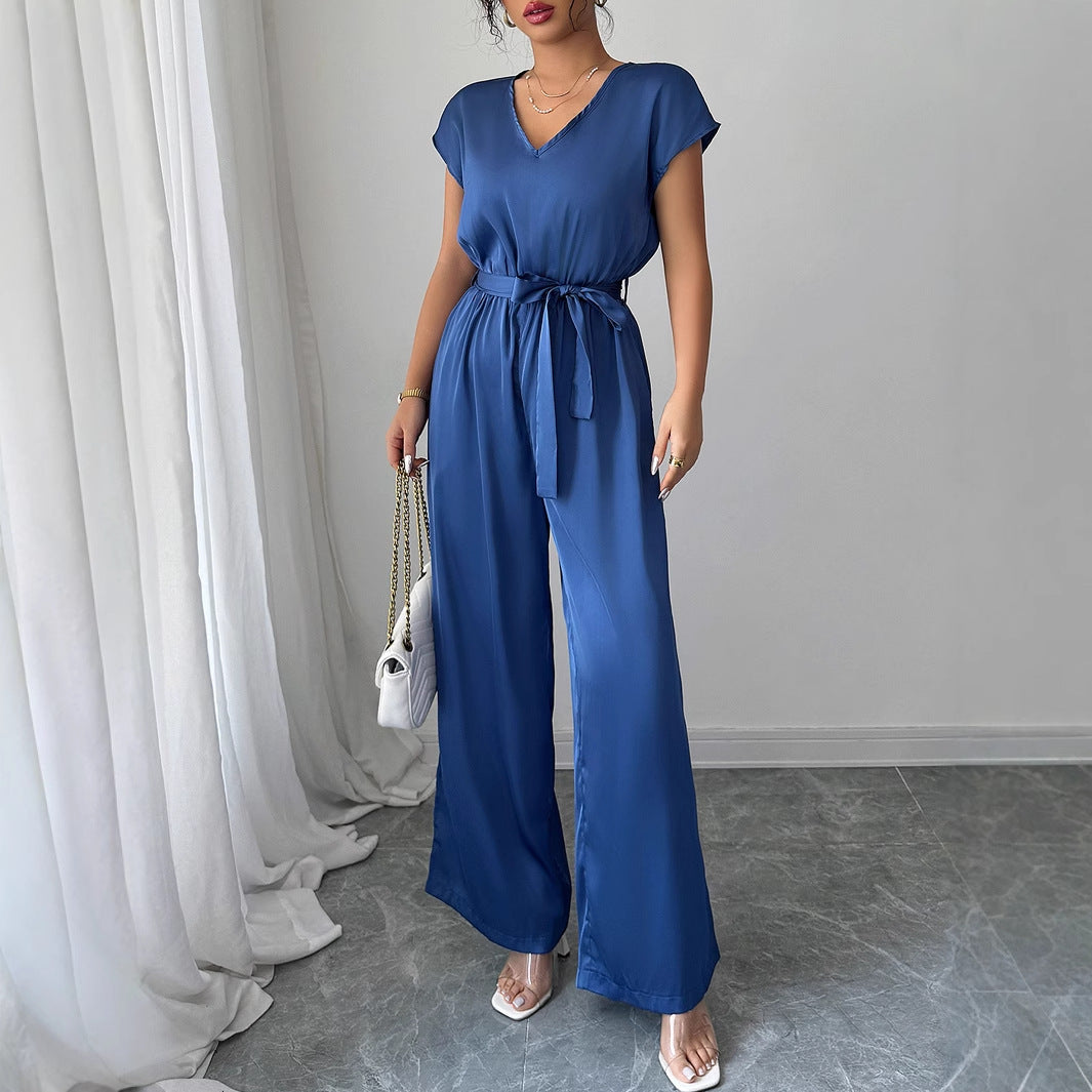 Dame elegant jumpsuit med figursyet snit og bred ben Stilla