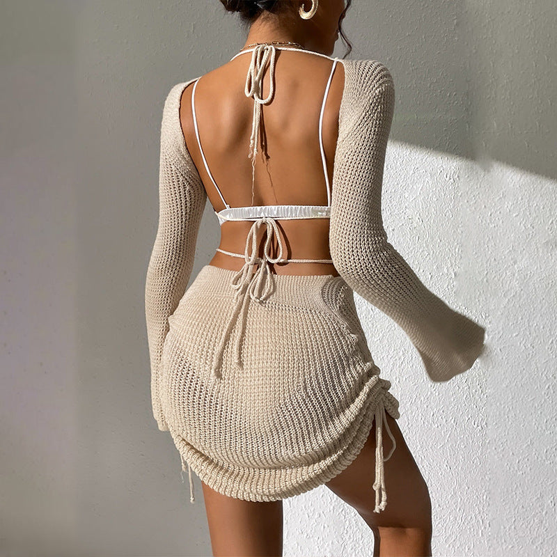 Dame Cutout Strik Mini Kjole Stilla