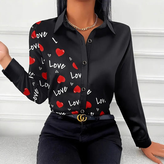 Dame elegant bluse med mode leopardmønster og smart knapdetalje Stilla