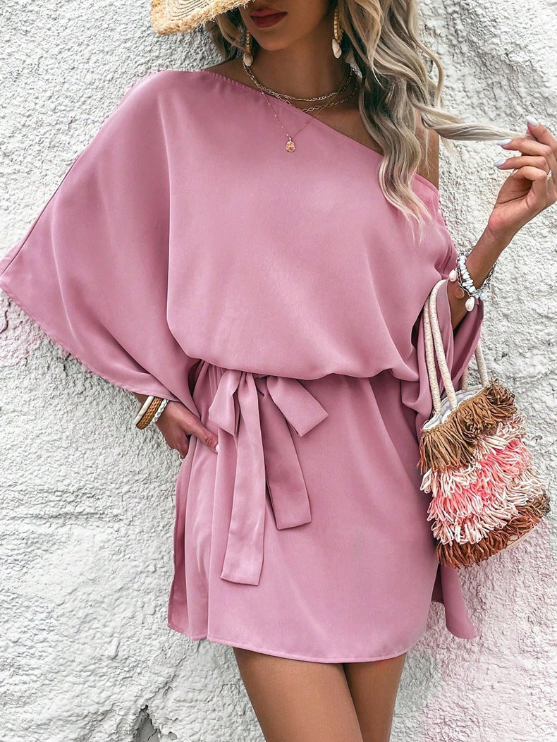 Dame afslappet omslagskjorte med asymmetrisk design og taljebælte Stilla