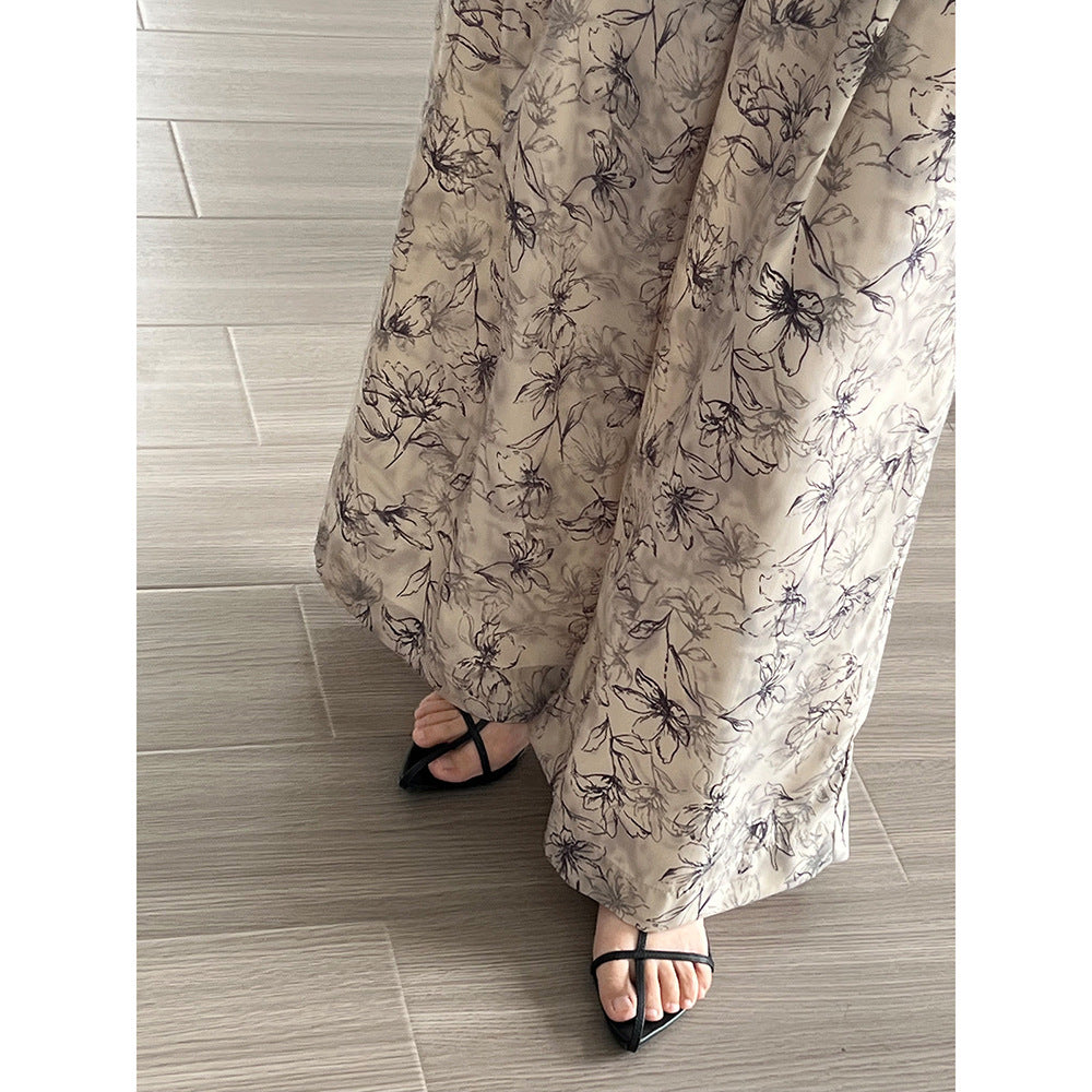 Dame elegant chiffon-bukser med blomsterdesign Stilla