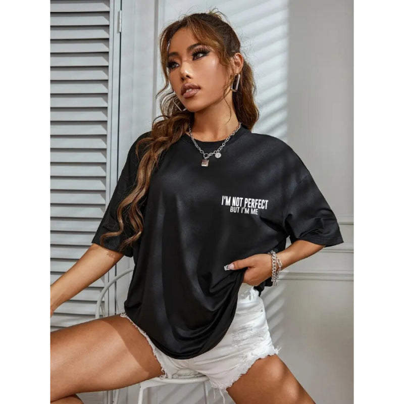 Dame afslappet oversized T-shirt med inspirerende statement Stilla