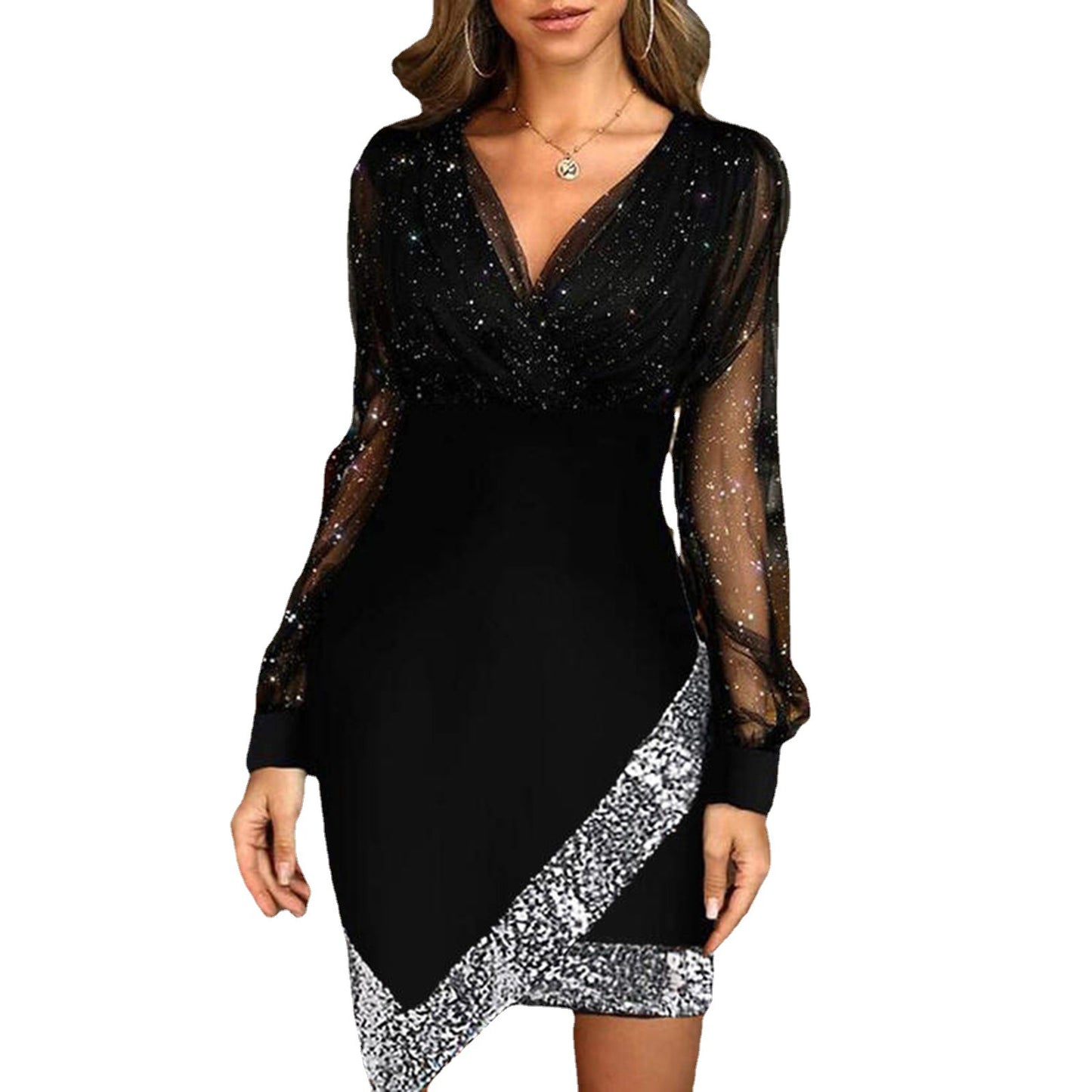 Dame elegant festkjole med funklende detaljer Stilla