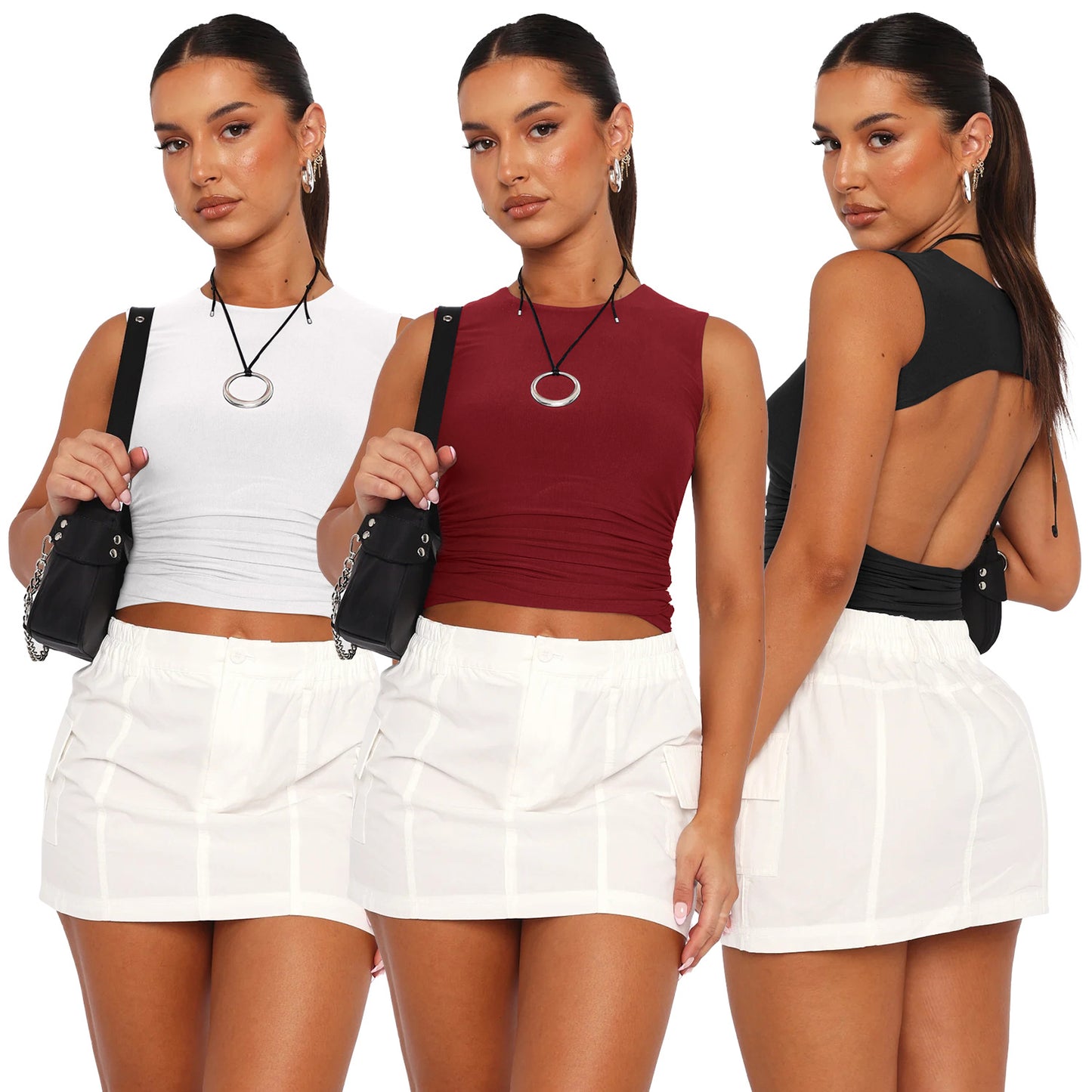 Dame Cropped Top med figursyet snit og trendy ribstruktur Stilla